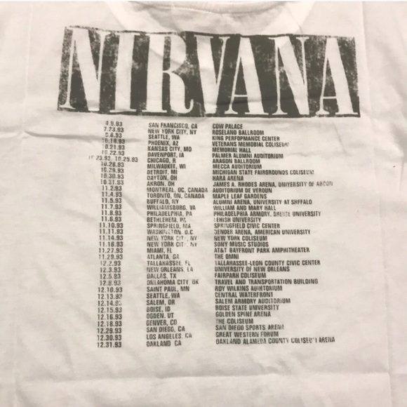 SOLD OUT White Nirvana Angel Tour Concert Vintage T-Shirt - Picture 5 of 5